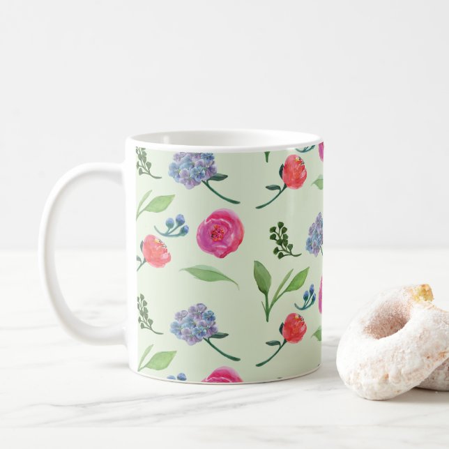 Mug Aquarelle Florale (Avec donut)