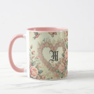 Mug Aquarelle Florale Bohème Vintage Cœurs Pastel