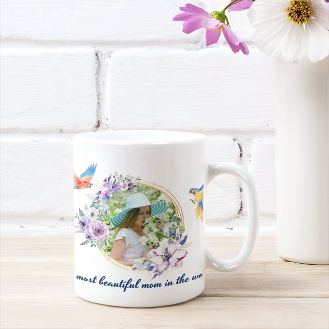 Mug Aquarelle Florale Botanique Personnalisée Photo et (Créateur téléchargé)