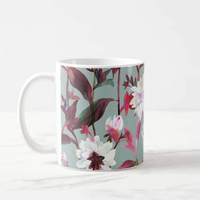 Mug Aquarelle Florale : Fleurs dessinées à la main. (Gauche)