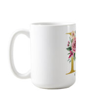 Aquarelle Florale & Lettre Or M, Nom