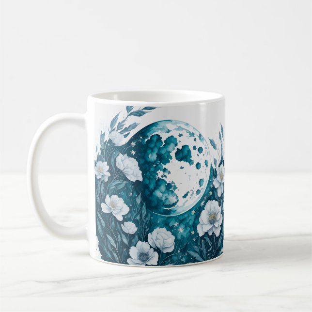 Mug Aquarelle florale lune céleste (Gauche)