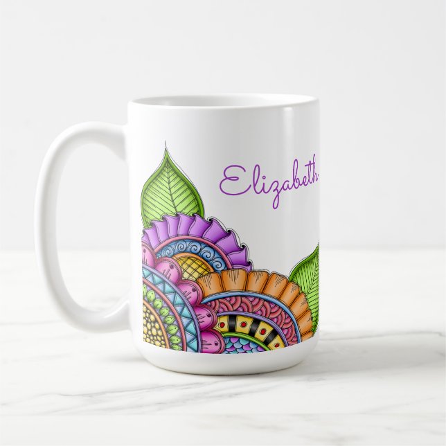 Mug Aquarelle florale moderne couleur Whimsical (Gauche)