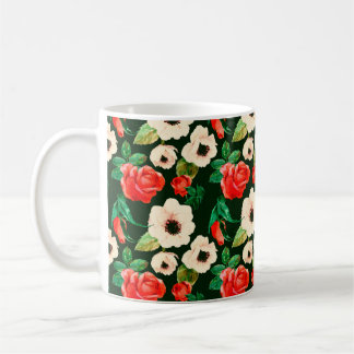 Mug Aquarelle florale motif transparent. Pavot blanc 