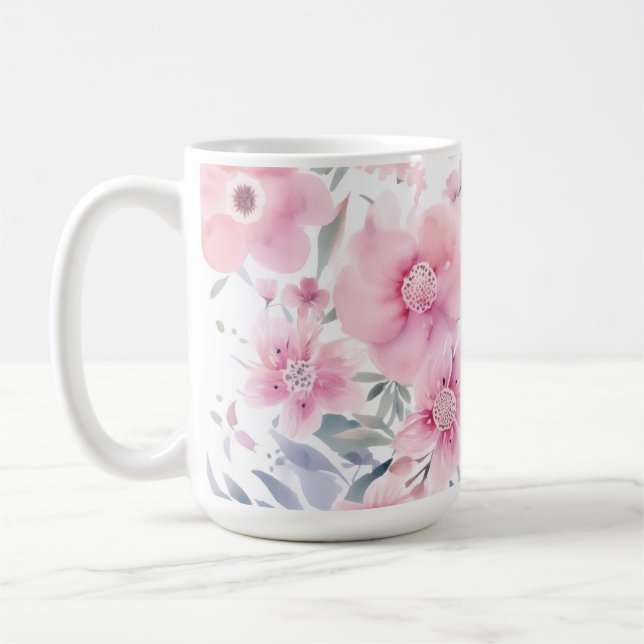 Mug Aquarelle florale rose  (Gauche)