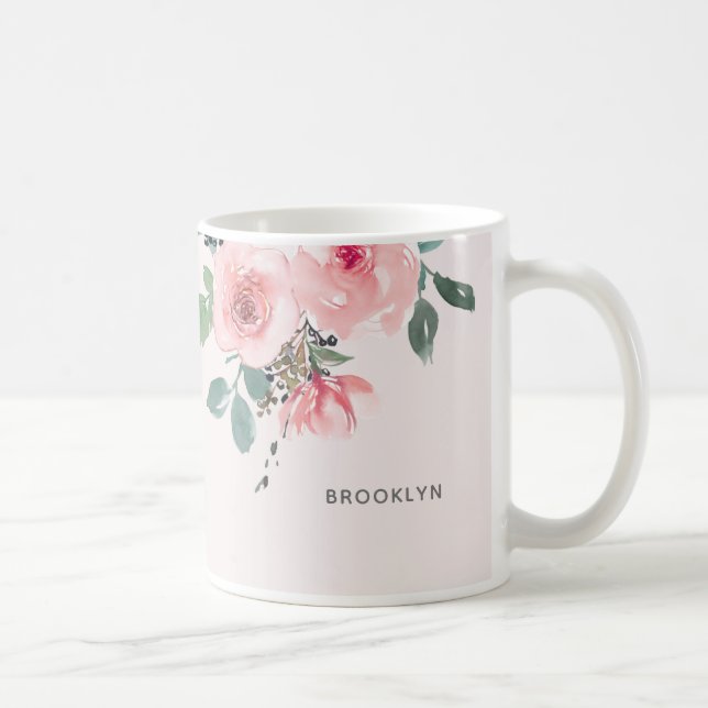 Mug Aquarelle florale rose pâle belle (Droite)