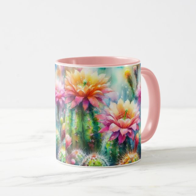 Mug Aquarelle Flower Cactus Succulents (Devant droit)