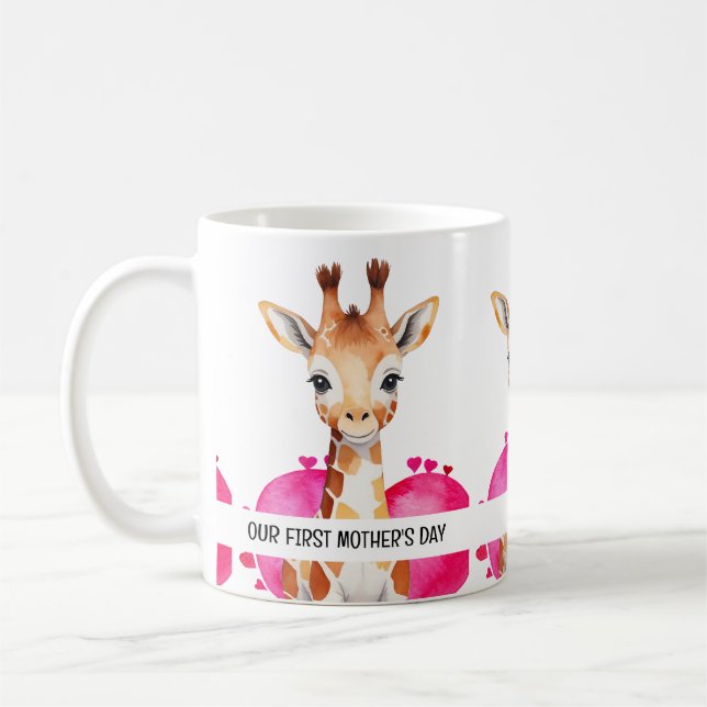 Mug Aquarelle Giraffe Personnalisée 1ère fête des mère (Gauche)