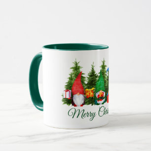 Mug Aquarelle Gnomes Joyeux Noël vert