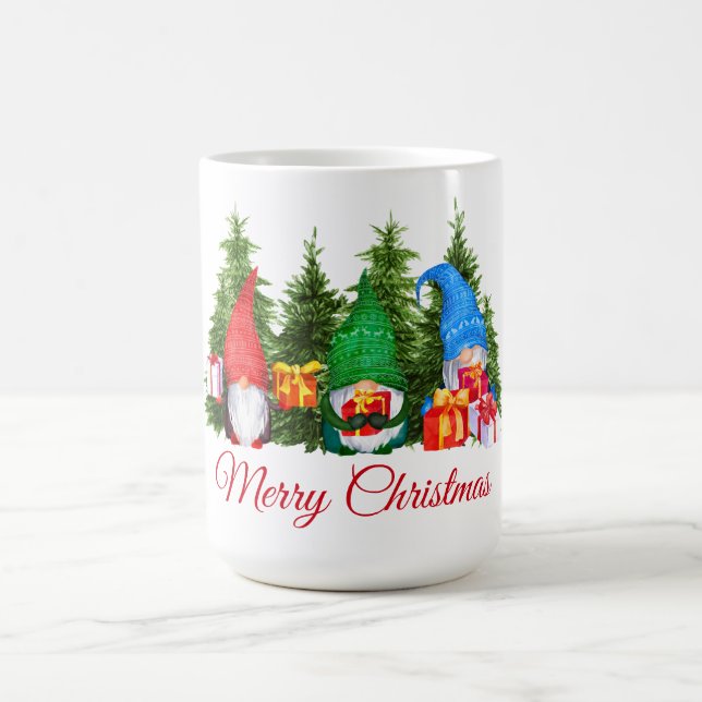 Mug Aquarelle Gnomes Rouge Joyeux Noël (Centre)
