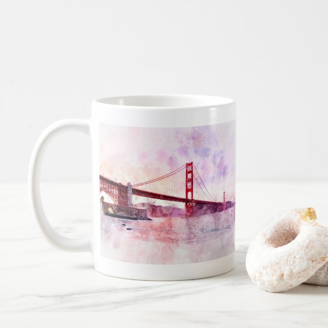 Mug Aquarelle Golden Gate Bridge à San Francisco (Avec donut)