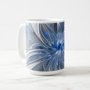 Mug Aquarelle gris bleu Abstrait Fractal Art Flower