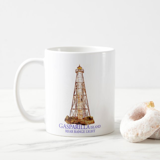 Mug Aquarelle Illustration Gasparilla Island Light (Avec donut)