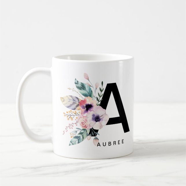 Mug Aquarelle initiale de l'alphabet A du monogramme d (Gauche)