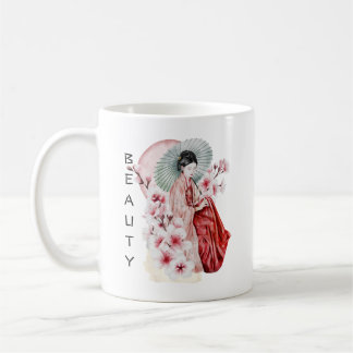 Mug Aquarelle japonaise de Geisha avec Kimono et Sakur