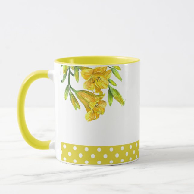 Mug Aquarelle Jaune Lys Peinture Fleur (Gauche)