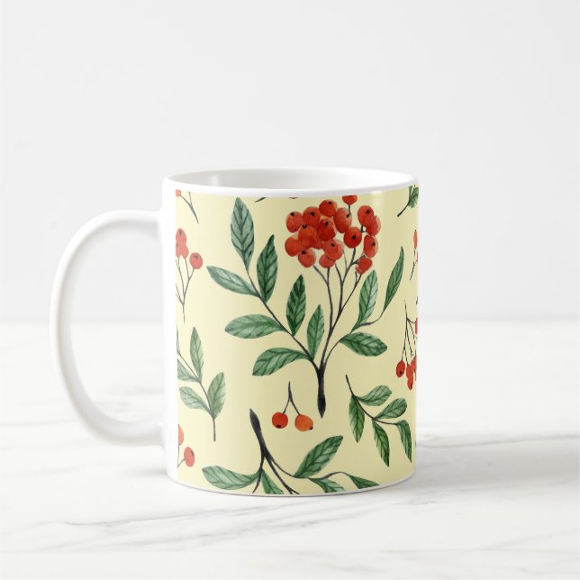 Mug Aquarelle jaune Rowan Motif sans couture (Gauche)