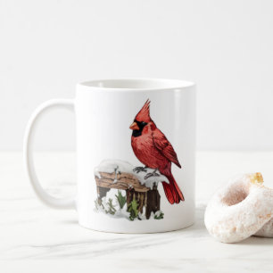 Mug Aquarelle Joyeux Noël Cardinal rouge