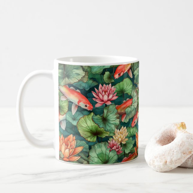 Mug Aquarelle Koi et la goutte d'eau (Avec donut)
