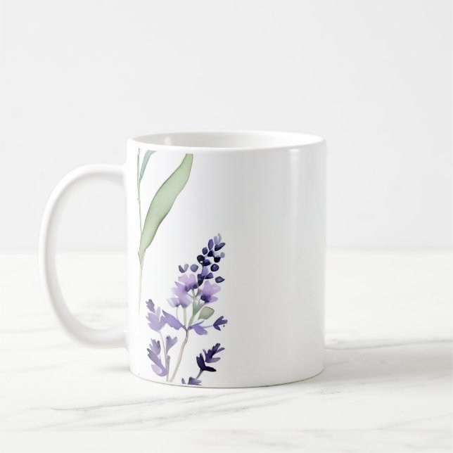Mug Aquarelle Lavande Et Eucalyptus (Gauche)