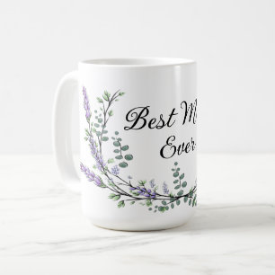 Mug Aquarelle Lavande Eucalyptus meilleure mère jamais