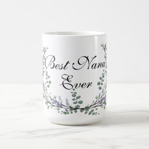 Mug Aquarelle Lavande Eucalyptus meilleure Nana jamais