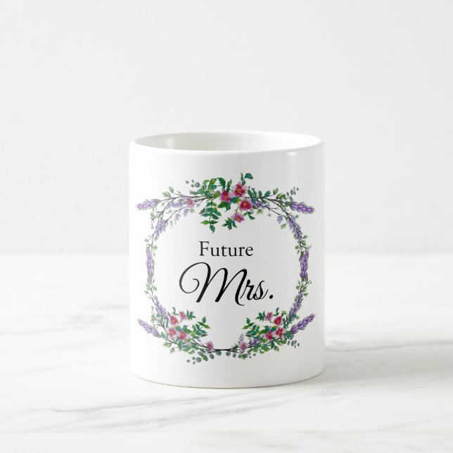 Mug Aquarelle lavande rose roses Futur Mme. (Centre)