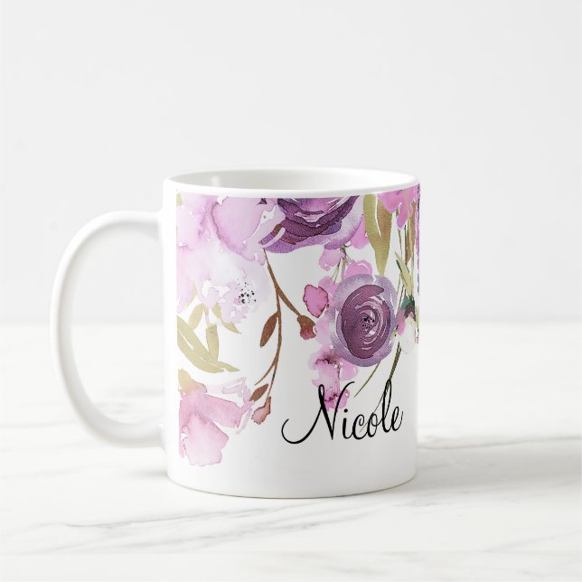 Mug Aquarelle Lavande Violette Lilac Chic Floral (Gauche)