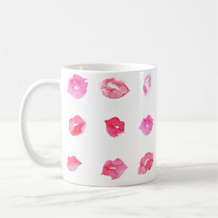Mug Aquarelle Lèvres Roses. Chic motif, Design tendanc