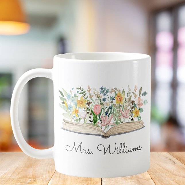 Mug Aquarelle Livre Fleur Floral Appréciation de l'ens (In situ)