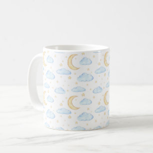 Mug Aquarelle Lune étoiles et nuages Motif