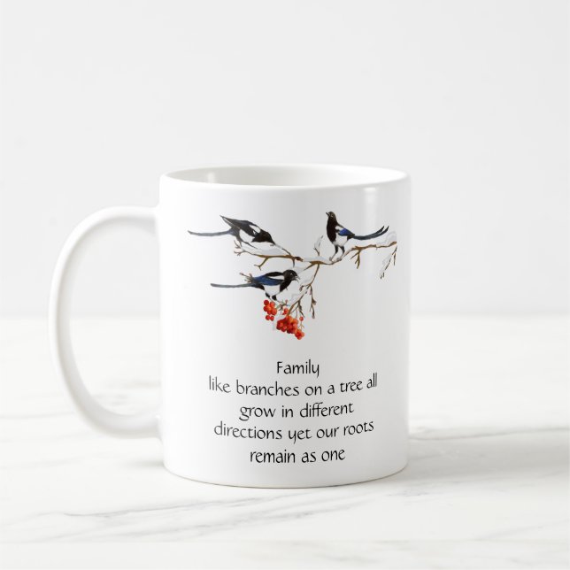 Mug Aquarelle Magpie Famille Citation Animal Nature Mu (Gauche)