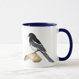 Mug Aquarelle Magpie, Oiseau, Nature, Faune, Jardin