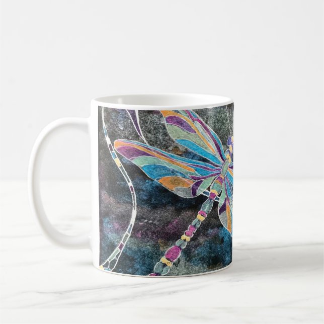 Mug Aquarelle métallique Art Dragonfly Coffee Tea Cup (Gauche)