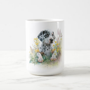 Mug Aquarelle mignonne Floral Dalmatien Chien chiot