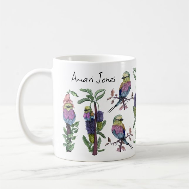 Mug Aquarelle mignonne Lilac Roller Breast Bird (Gauche)
