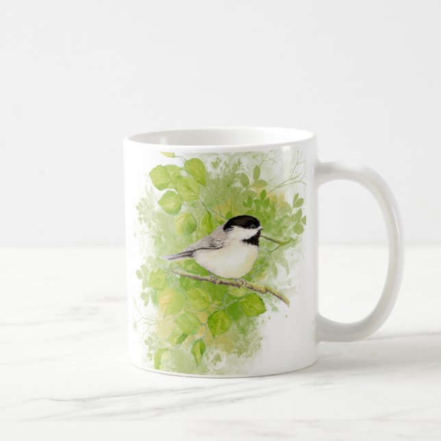 Mug Aquarelle mignonne Oiseau de poulet dans le peupli (Droite)