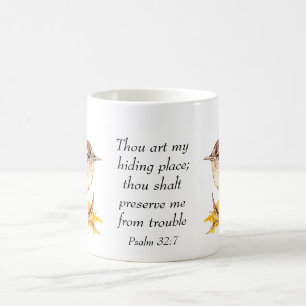 Mug Aquarelle mignonne Oiseau Wren Bible Écriture Ps 3