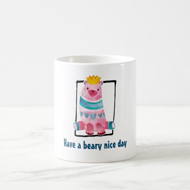Mug Aquarelle mignonne Ours Avoir une bére Nice Jour (Centre)