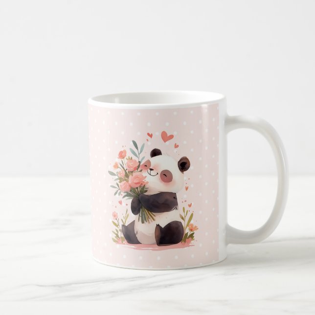 Mug Aquarelle mignonne Panda Love Mères Day Cadeau (Droite)