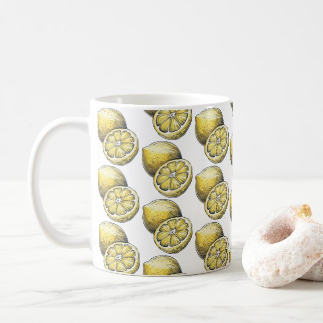 Mug Aquarelle moderne Motif jaune citron (Avec donut)