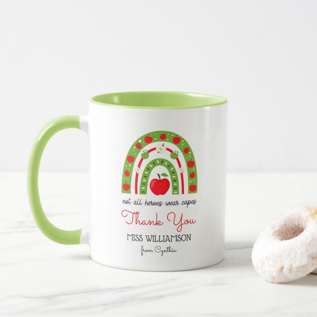 Mug Aquarelle moderne Rainbow Teacher Merci Cadeau C (Avec donut)