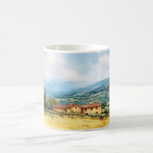 Mug Aquarelle moderne Toscan Méditerranée Campagne