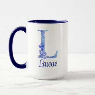 Mug Aquarelle monochrome de 15 oz Blues et Floral