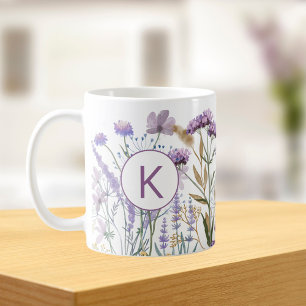 Mug Aquarelle monochrome violet Fleur sauvage pré