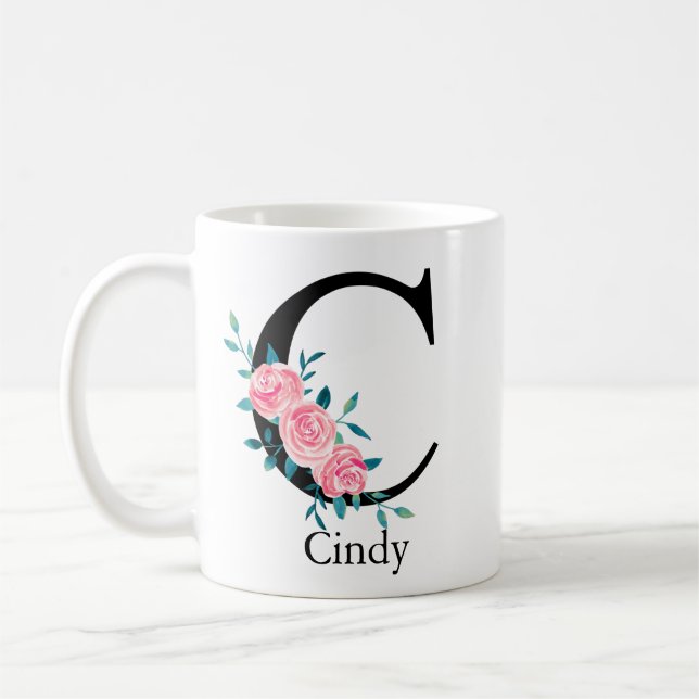 Mug Aquarelle Monogramme Personnalisée Lettre simple C (Gauche)