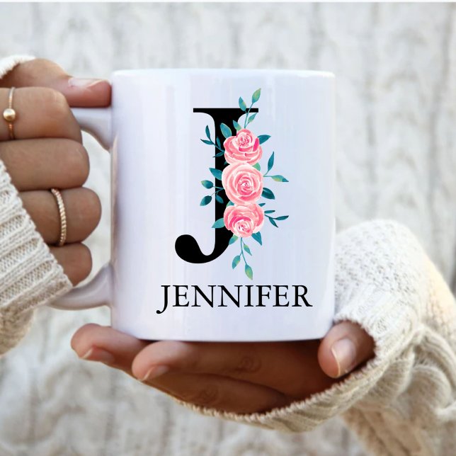 Mug Aquarelle Monogramme Personnalisée Lettre simple C (Créateur téléchargé)