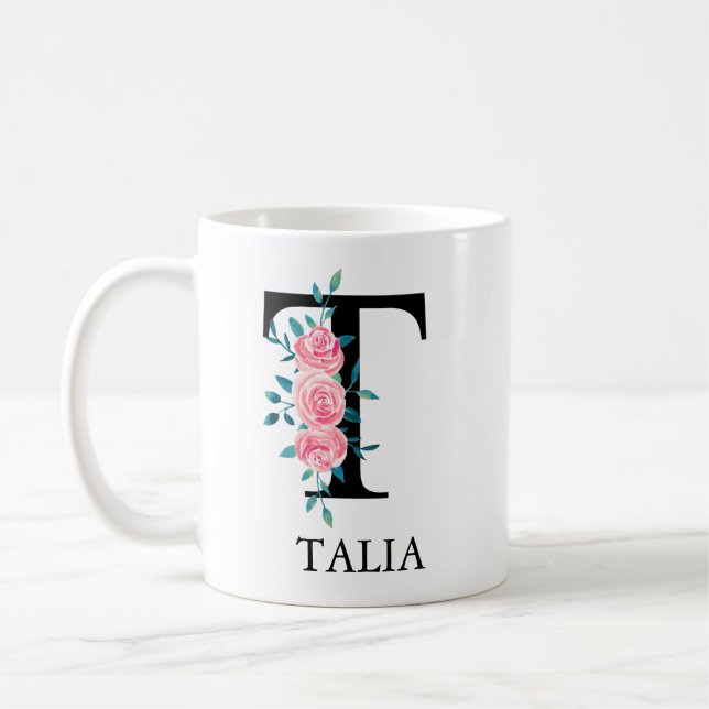 Mug Aquarelle monographique personnalisée T (Gauche)