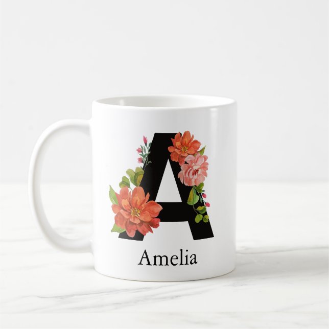 Mug Aquarelle monographique personnalisée T (Gauche)