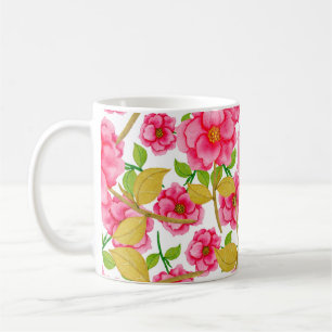 Mug Aquarelle motif sans couture avec fleurs. Vintage 